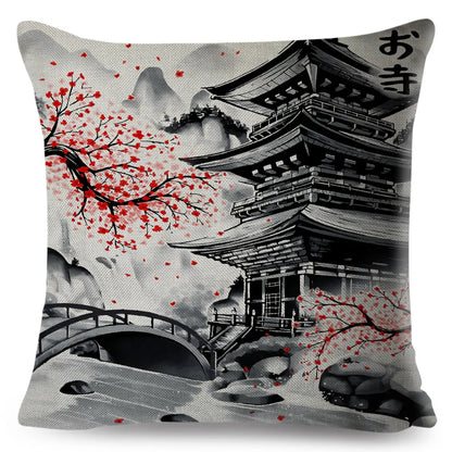 Sumi-e Soft Brushes Samurai Collection Linen Pillow Case