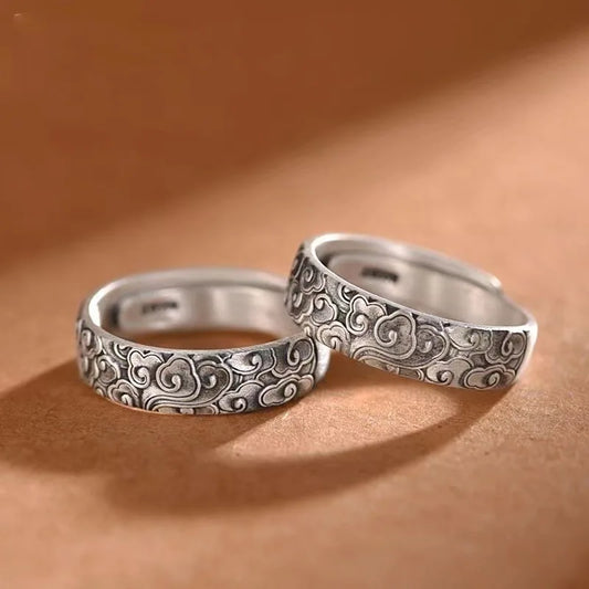 Sea Waves Adjustable Silver Plated Ring