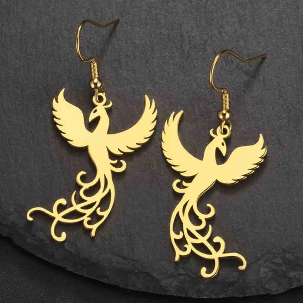 Regal Phoenix Surgical Steel Earrings and Necklace