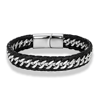 Mizuhiki Steel and Leather Braided Bracelet