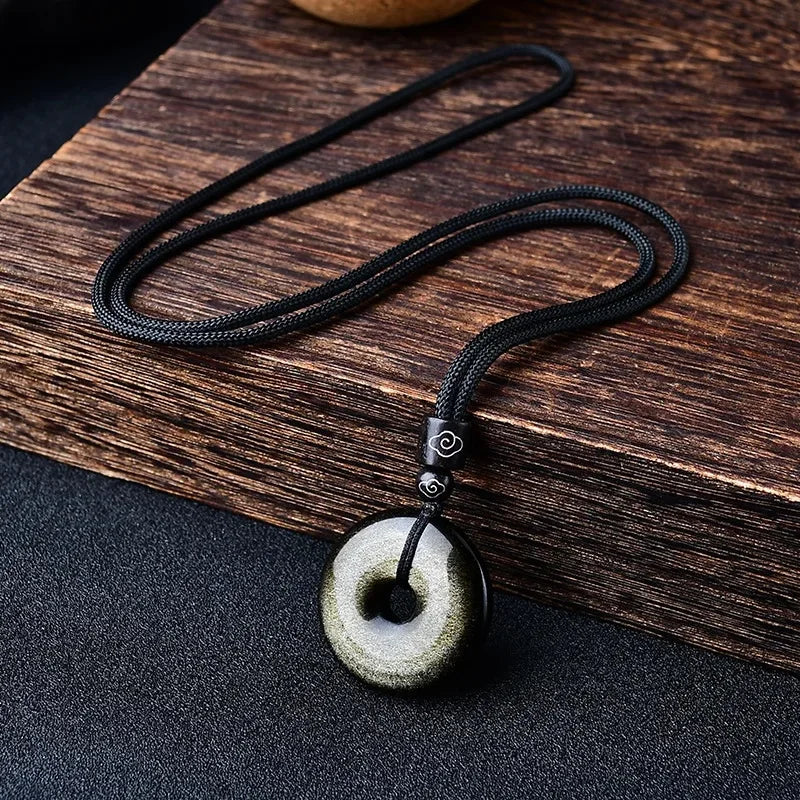 Tibetan Obsidian Protection Necklace
