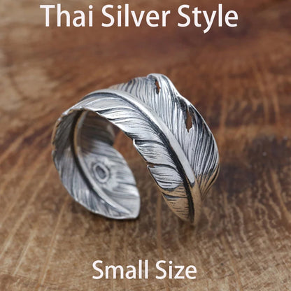 Feather of the Crane 925 Sterling Silver Adjustable Ring