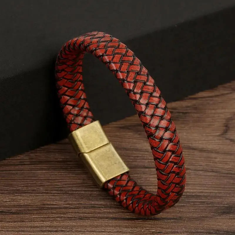 Bushi Braided Wristband Genuine Leather Bracelet