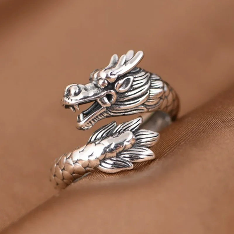 Watatsumi Dragon Kami of the Seas  Adjustable 925 Sterling Silver Ring