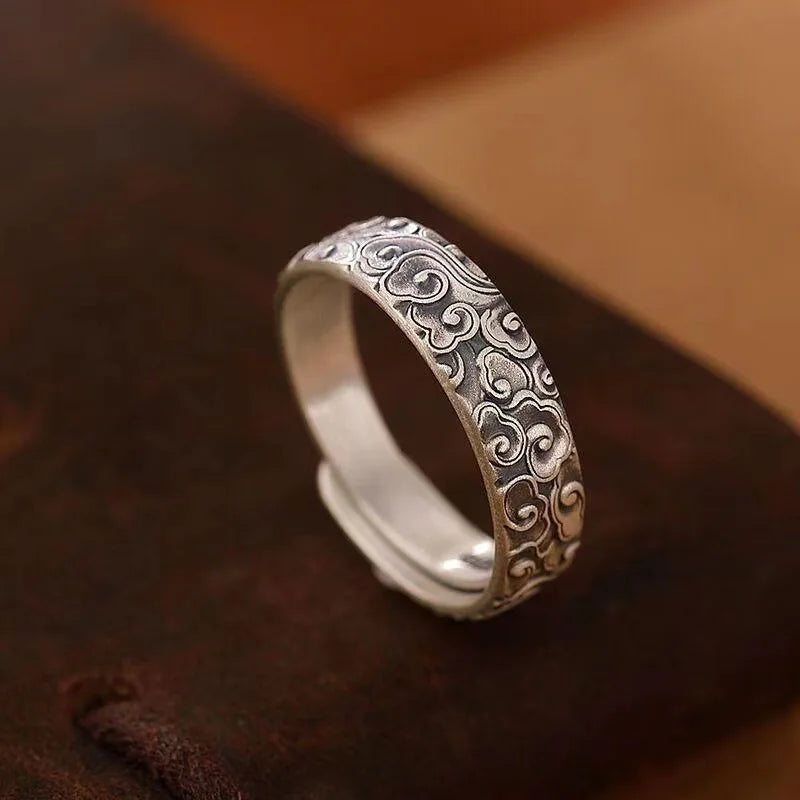 Sea Waves Adjustable Silver Plated Ring