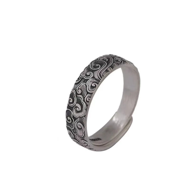 Sea Waves Adjustable Silver Plated Ring