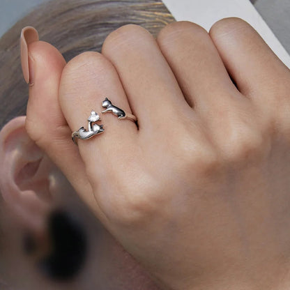 Kawaii Neko Cat Adjustable Ring in 925 Sterling Silver