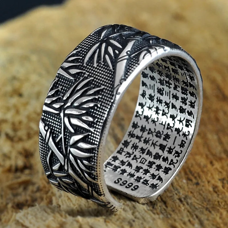 Sacred Bamboo Adjustable 999 Fine Silver Ring