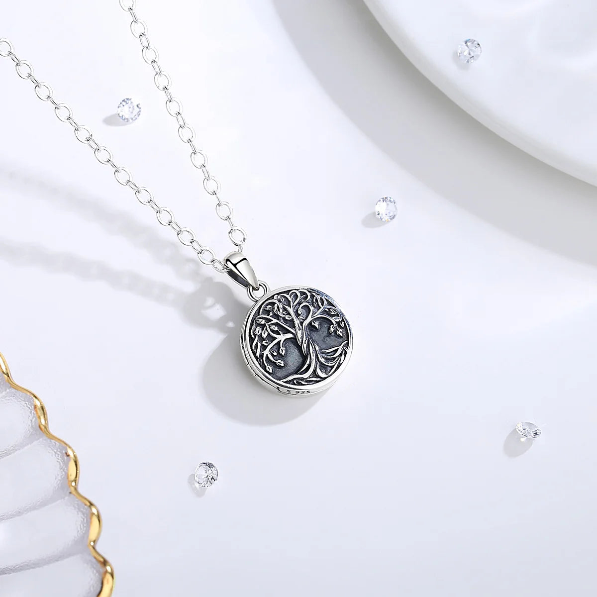 Sakura Cherry Blossom Locket 925 Sterling Silver Necklace