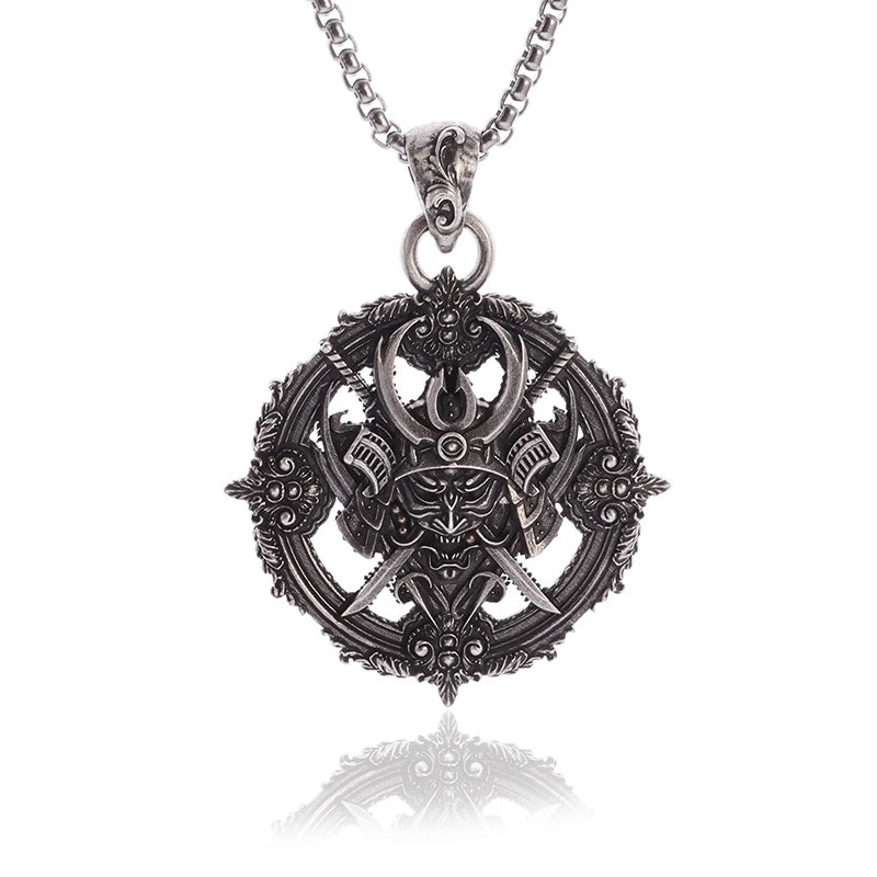 Samurai Mask Steel Necklace