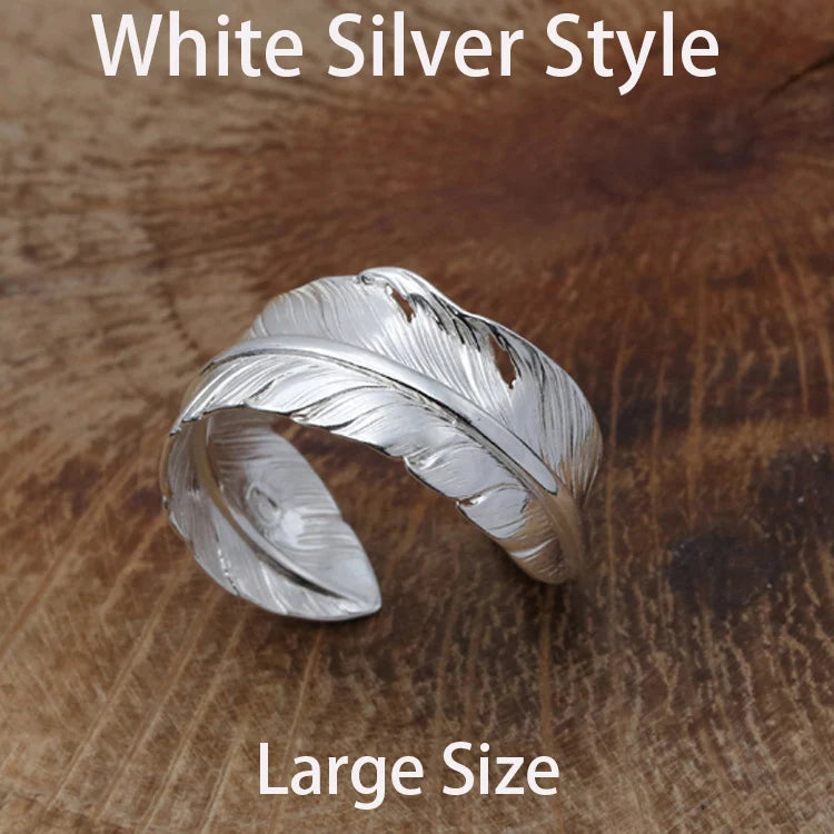 Feather of the Crane 925 Sterling Silver Adjustable Ring