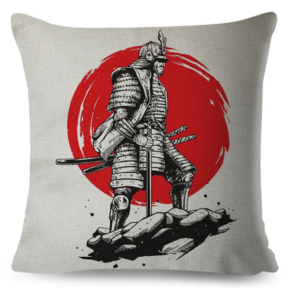 Sumi-e Soft Brushes Samurai Collection Linen Pillow Case