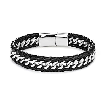 Mizuhiki Steel and Leather Braided Bracelet