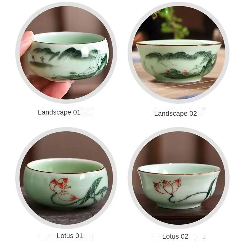 Hand-painted Full Tea Set Celadon