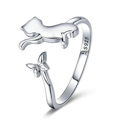 Kawaii Neko Cat Adjustable Ring in 925 Sterling Silver