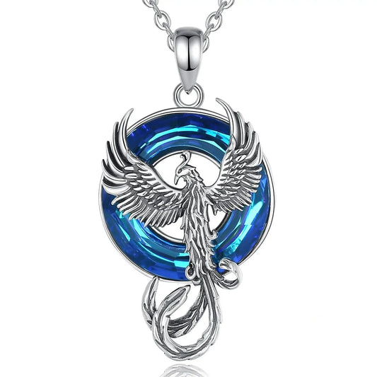 Phoenix over Crystal 925 Sterling Silver Necklace