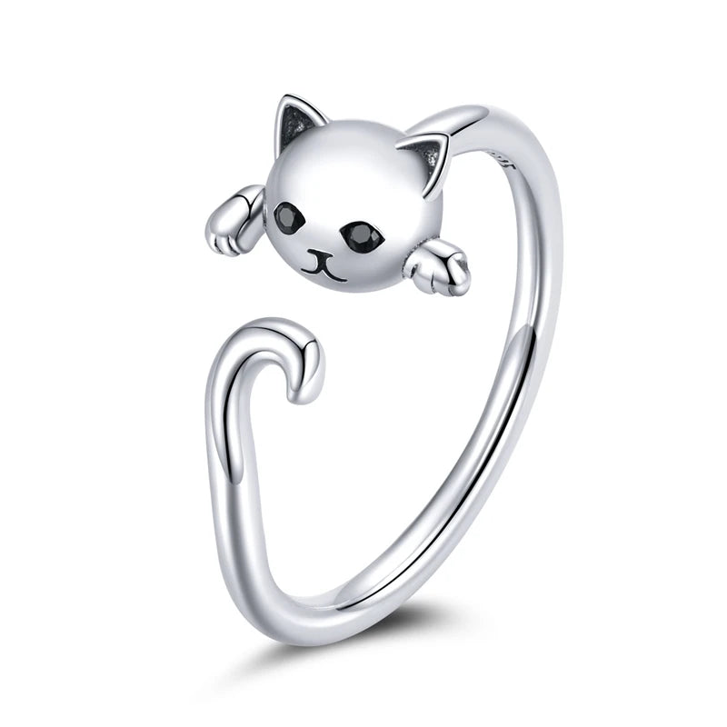 Kawaii Neko Cat Adjustable Ring in 925 Sterling Silver