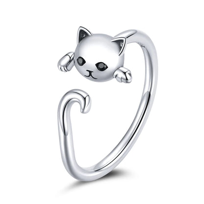 Kawaii Neko Cat Adjustable Ring in 925 Sterling Silver