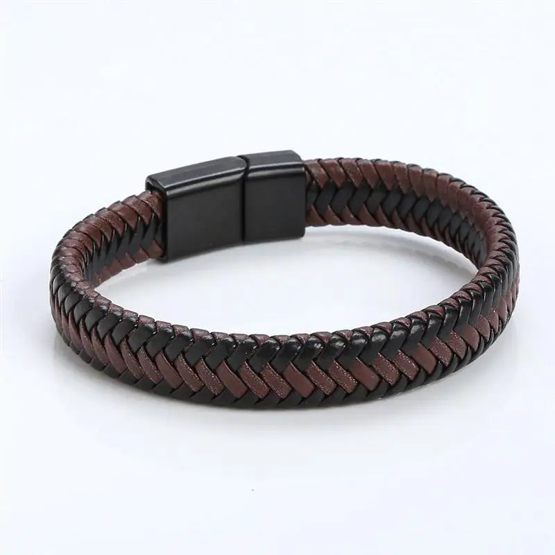 Bushi Braided Wristband Genuine Leather Bracelet