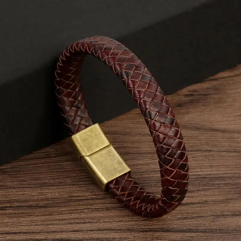 Bushi Braided Wristband Genuine Leather Bracelet