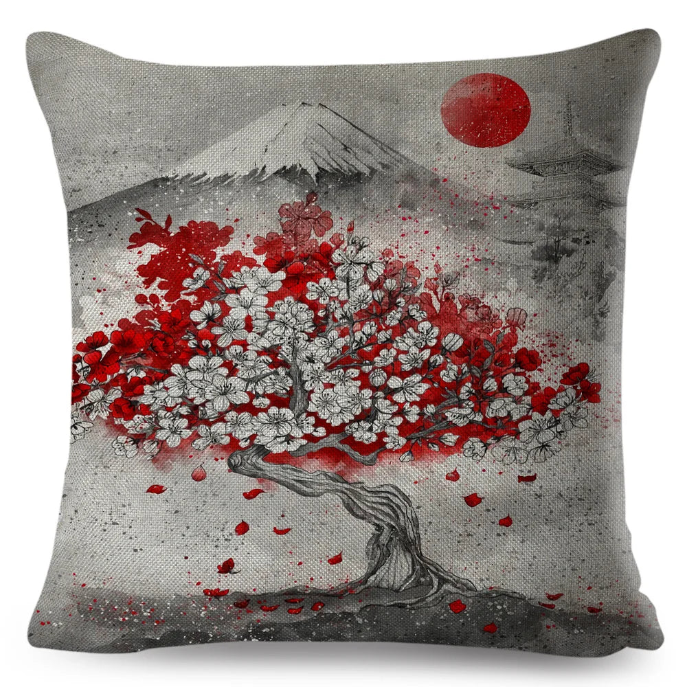 Sumi-e Soft Brushes Samurai Collection Linen Pillow Case