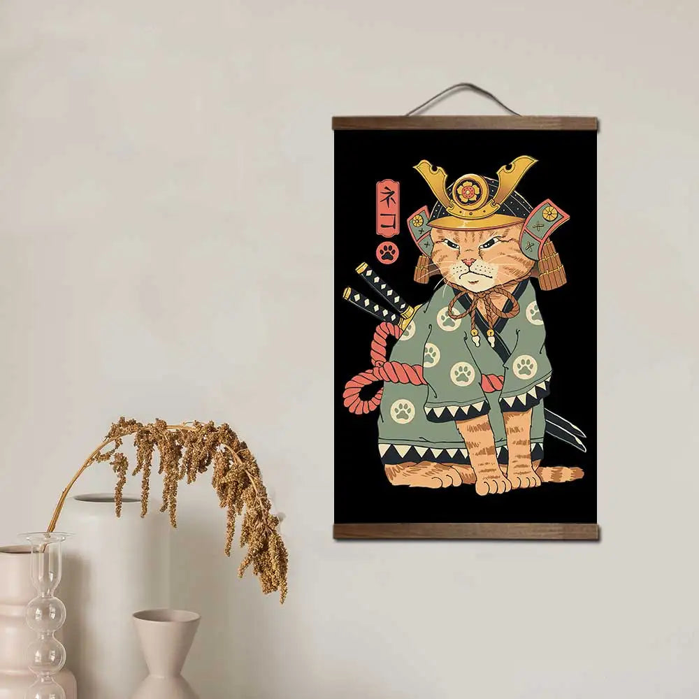 Samurai Cat Neko Wall Art