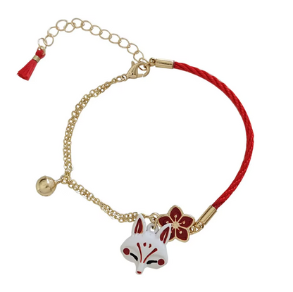 Kitsune the Spirit Fox Steel and Enamel Earrings and Bracelet