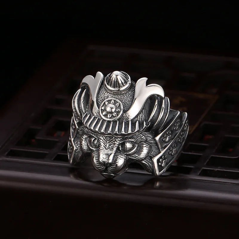 Samurai Neko Cat Adjustable Steel Ring
