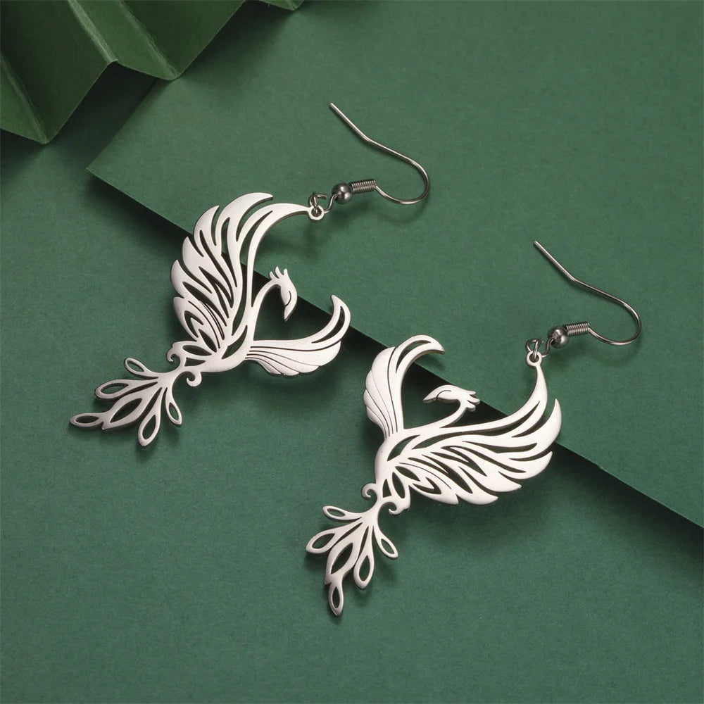 Regal Phoenix Surgical Steel Earrings and Necklace