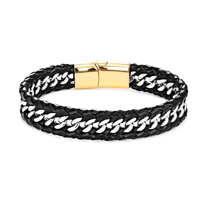 Mizuhiki Steel and Leather Braided Bracelet