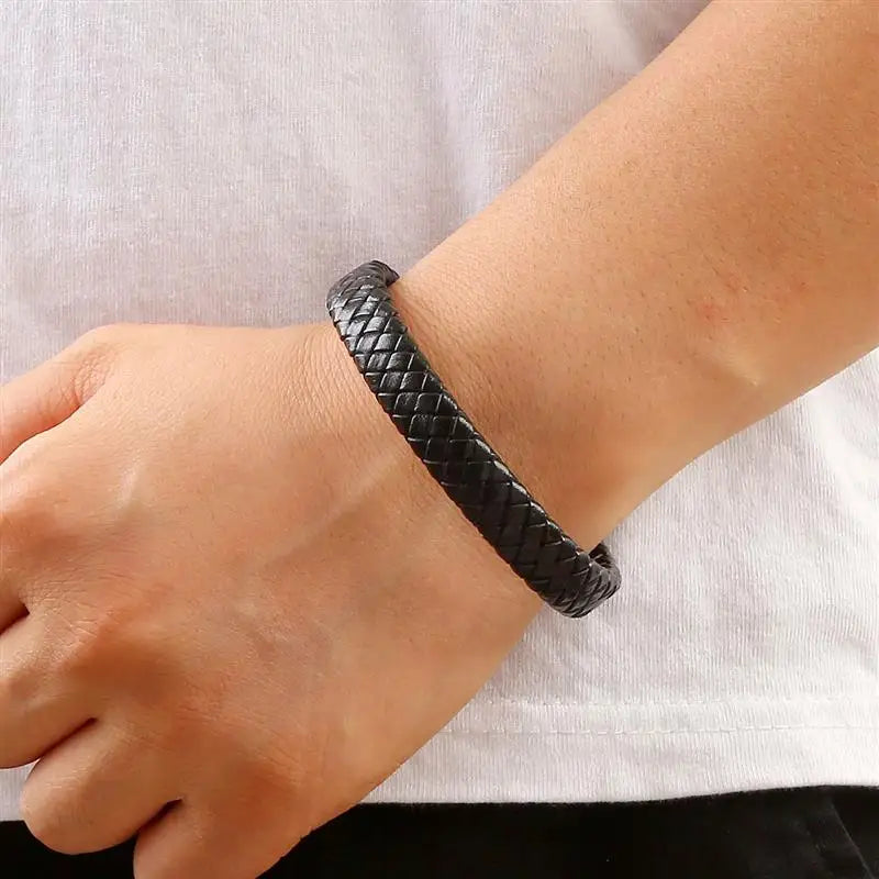 Bushi Braided Wristband Genuine Leather Bracelet