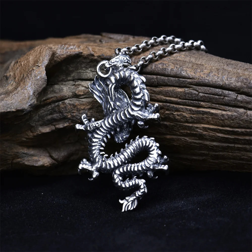 The Silver Dragon Ryujin Kami of Seas 925 Sterling Silver Necklace