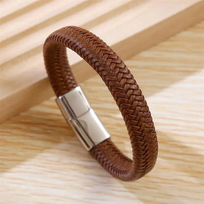 Bushi Braided Wristband Genuine Leather Bracelet