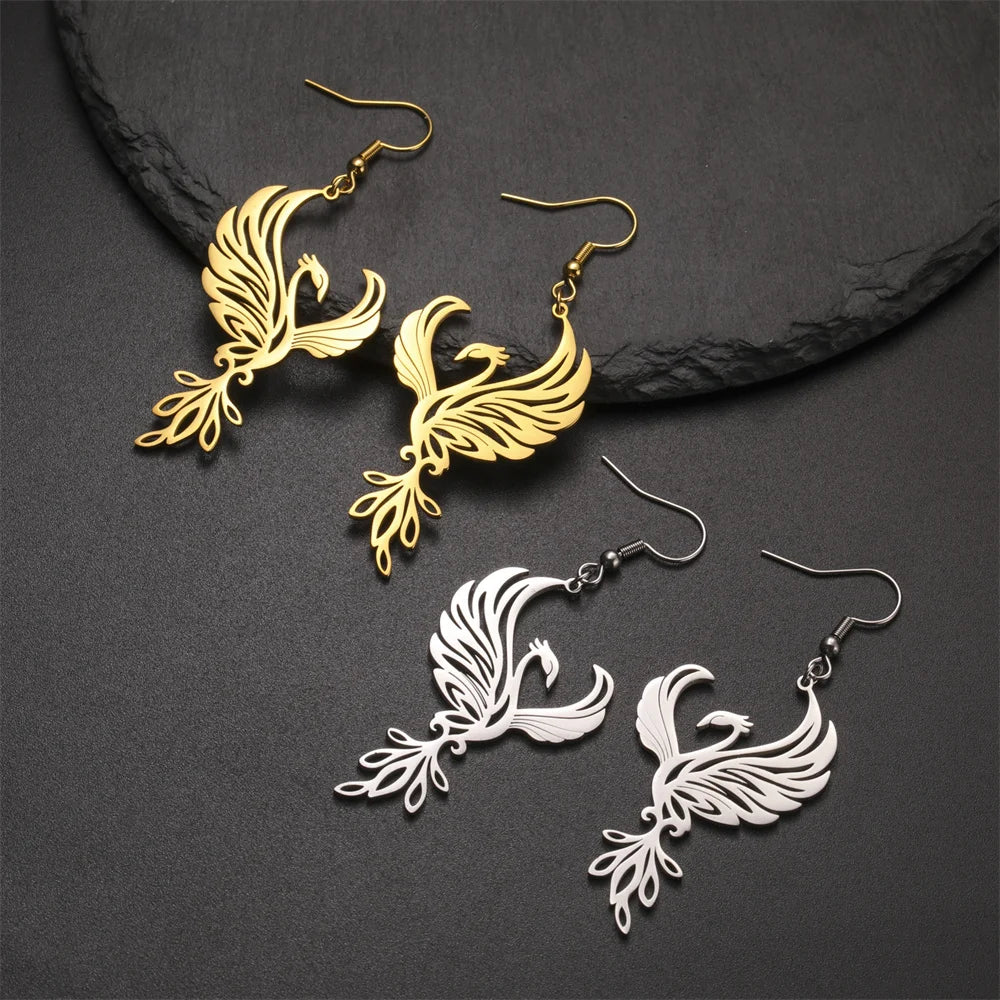 Regal Phoenix Surgical Steel Earrings and Necklace