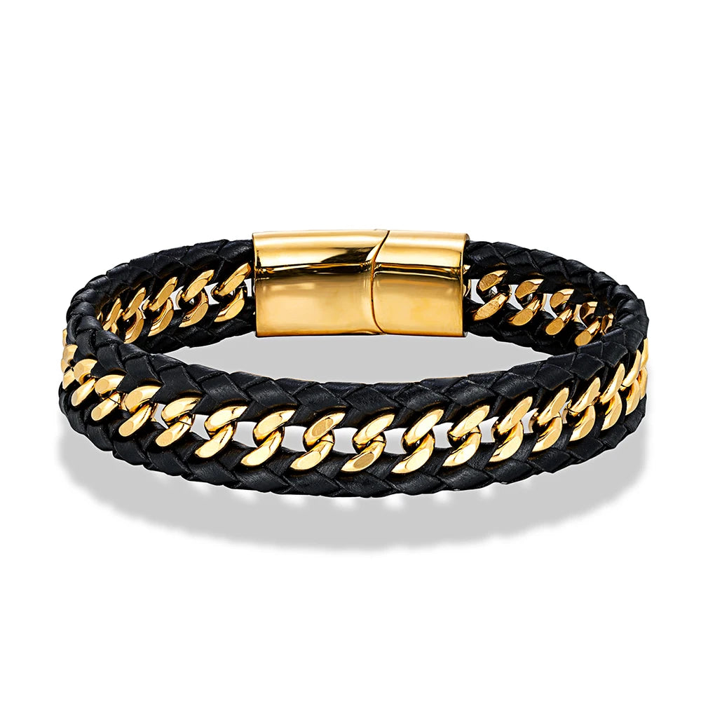 Mizuhiki Steel and Leather Braided Bracelet