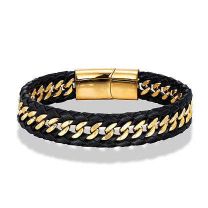 Mizuhiki Steel and Leather Braided Bracelet