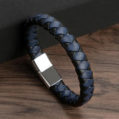 Bushi Braided Wristband Genuine Leather Bracelet