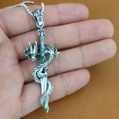 Sword and Dragon 925 Silver Pendant