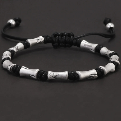 The Bamboo Cutter 999 Fine Silver and Cow Leather Bracelet