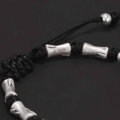 The Bamboo Cutter 999 Fine Silver and Cow Leather Bracelet