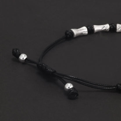 The Bamboo Cutter 999 Fine Silver and Cow Leather Bracelet