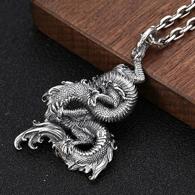 The Silver Dragon Ryujin Kami of Seas 925 Sterling Silver Necklace