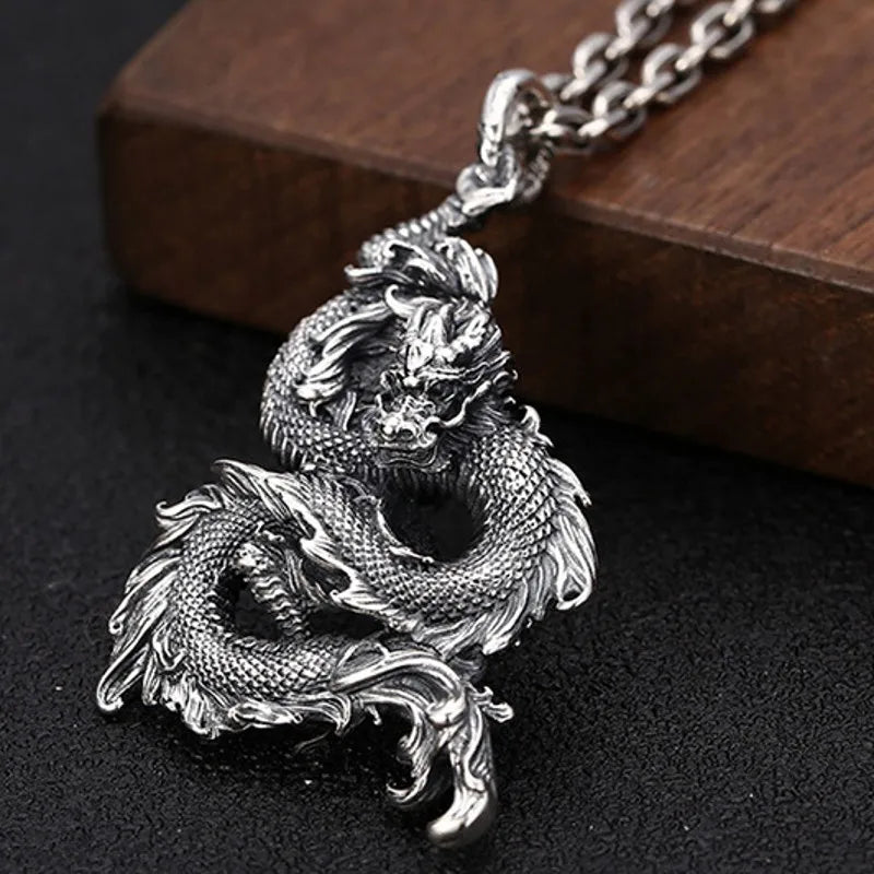 The Silver Dragon Ryujin Kami of Seas 925 Sterling Silver Necklace
