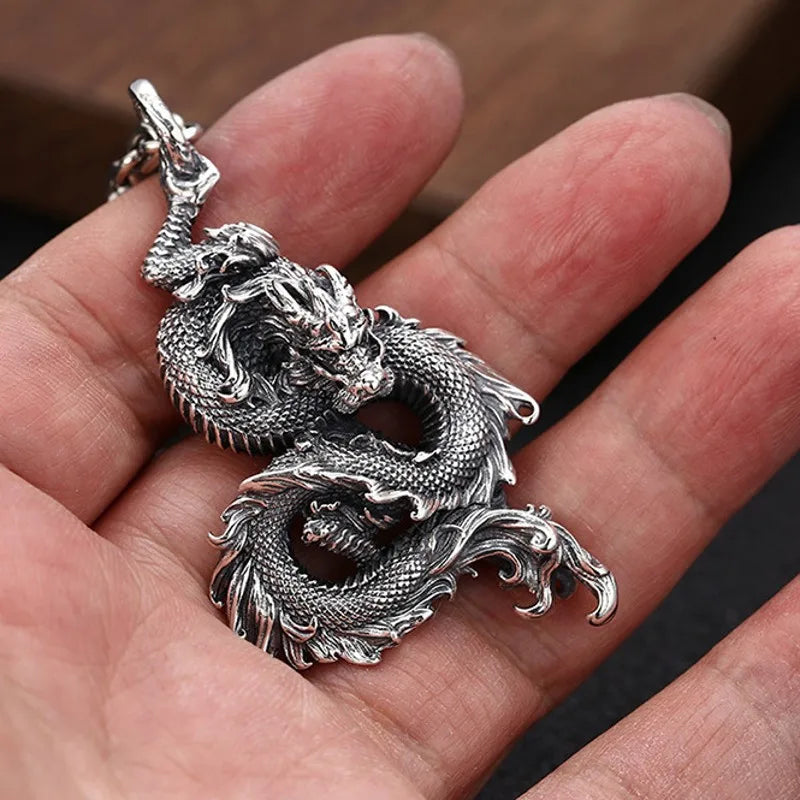 The Silver Dragon Ryujin Kami of Seas 925 Sterling Silver Necklace