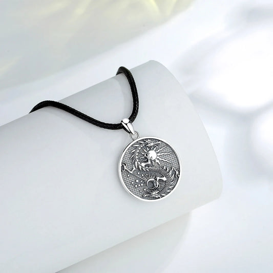 The Sun and The Moon YinYang Dragon Sterling Silver Necklace