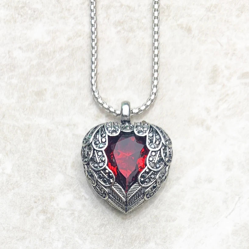 Winged Heart of the Warrior 925 Silver Necklace