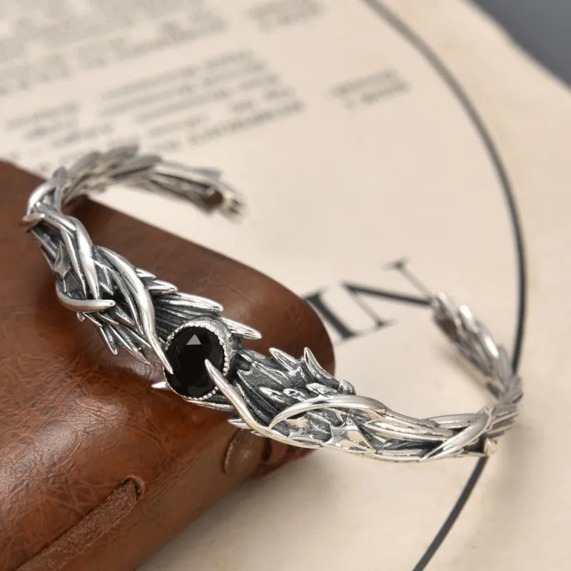 Yatagaratsu Japanese Crow Feathers 925 Sterling Silver Bracelet