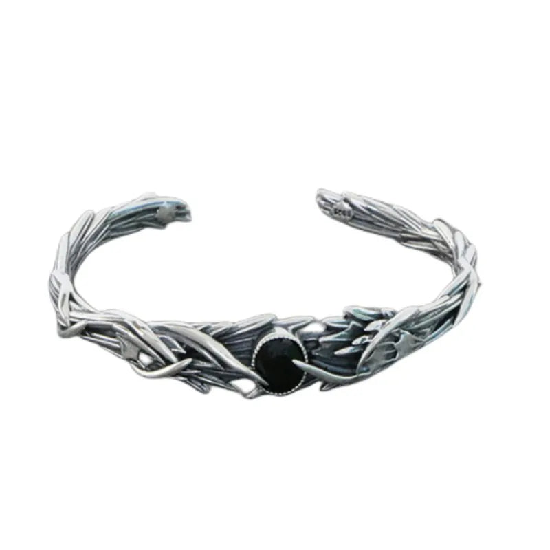 Yatagaratsu Japanese Crow Feathers 925 Sterling Silver Bracelet